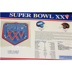 1991 NFL Super Bowl XXV (25) Iron-On Patch; New York Giants Vs. Buffalo Bills in Tampa FL