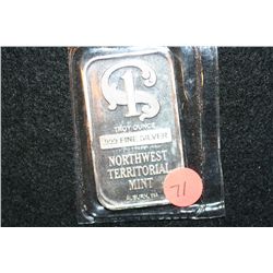 Northwest Territorial Mint Silver Ingot, .999 Fine Silver 1 Oz.