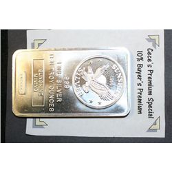 1984 Sunshine Silver Bullion Silver Ingot, .999 Fine Silver 10 Oz.  **CeCe's Premium Special 10% Buy