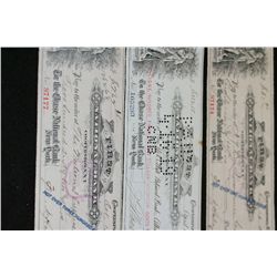The First National Bank of Cooperstown Cancelled Check, lot of 3, dated 1909 (2) & 1919