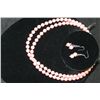 Image 1 : Double Strand Pink Shell Pearl 18" Necklace & Drop Earrings