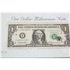 Image 1 : 1999 US Federal Reserve Note $1, Atlanta GA Reserve, #F20011158H, UNC Millennium Note (2001 appears 