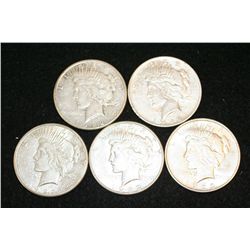 1922, 1922-S (2), 1923-S & 1923-D Peace $1, lot of 5