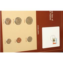Zimbabwe; Coin Sets of All Nations W/Stamp dated 1986