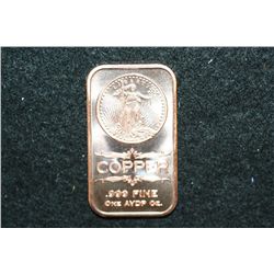 2012 Copper Ingot, .999 Fine 1 Oz.