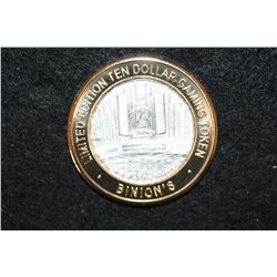 Binion's Gambling Hall & Casino, Limited Edition Two-Tone $10 Gaming Token, .999 Fine