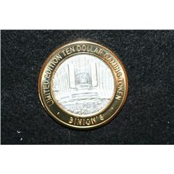 Binion's Gambling Hall & Casino, Limited Edition Two-Tone $10 Gaming Token, .999 Fine