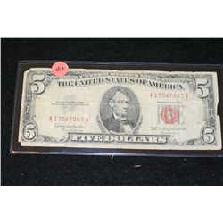 1963 United States Note $5, Red Seal, #A17567057A