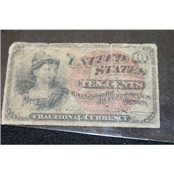 1863 US 10 Cent Fractional Currency