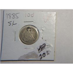 1885 SITTING LIBERTY DIME