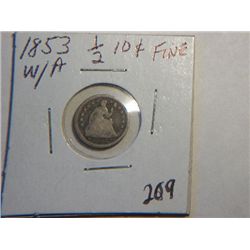 1853 1/2 DIME