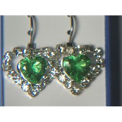 GREEN HEART WITH SIMULATED DIAMONDS