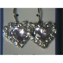 LIGHT PURPLE HEART WITH SIMULATED DIAMONDS