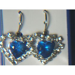 BLUE HEART WITH SIMULATED DIAMONDS