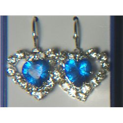 BLUE HEART WITH SIMULATED DIAMONDS