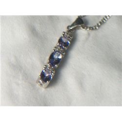 PLATNIUM  OVERLAY SILVER TANZANITE PENDANT