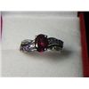 Image 1 : RHODOLITE GARNET 1.6 CARAT PLATNIUM OVERLAY SILVER WITH DIAMONDS RING SIZE 8