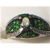 Image 1 : RUSSIAN CHROME DIOPSIDE GREEN APATITE RING SIZE 10 WITH DIAMONDS