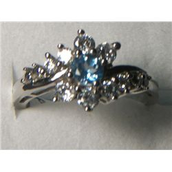 TOPAZ SIGNITY ICE BLUE SIMULATED DIAMOND RING SIZE 7