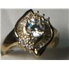 Image 1 : SIMULATED DIAMOND RING SIZE 8 STERLING SILVER W/ GOLD OVERLAY