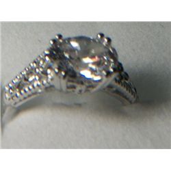 SIMULATED DIAMOND RING SIZE 8 STERLING SILVER