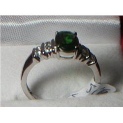 RUSSIAN CHROME DIOPSIDE WHITE TOPAZ RING SIZE 7