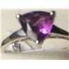 Image 1 : AMETHYST TRI SOLITARE PLATNIUM SILVER OVERLAY RING SIZE 8