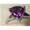 Image 1 : AMETHYST TRI SOLITARE PLATNIUM  OVERLAY SILVER RING SIZE 8