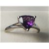 Image 1 : AMETHYST TRI SOLITARE PLATNIUM  OVERLAY SILVER RING SIZE 8