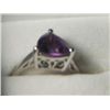 Image 1 : AMETHYST TRI SOLITARE PLATNIUM  OVERLAY SILVER RING SIZE 8