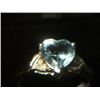 Image 1 : BLUE TOPAZ HEART SILVER DIAMOND RING SIZE 6.5