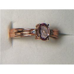 PINK TOPAZ RING SIZE 7 WITH SIMULATED DIAMONDS