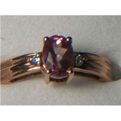 PINK TOPAZ RING SIZE 7 WITH SIMULATED DIAMONDS