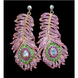 Lovely Swarovski Crystal Peacock Style Feather Peirced