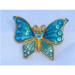 Beautiful Rhinestone and Enamel Butterfly Brooch