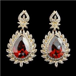 Red Swarovski Crystal Teardrop style dangle Pierced Ea