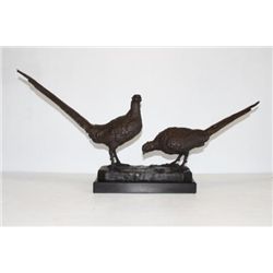 Fine Bronze Sculpture Pheasant Pair