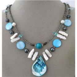 Double Strand Handcrafted Mother-of-Pearl shell pendant