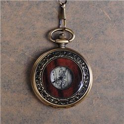 Handsome Solid Wood and Brass Mechanical Pocket Watch W