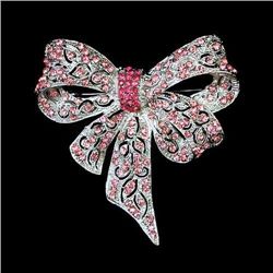 Lovely Pink Swarovski Crystal Bow Brooch
