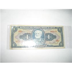 1953 1 UM Cruzeiro Brazil Bank Note Serial #062182 *Please Look at Picture to Determine Grade of Bil