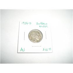 1936-D Buffalo Nickel *RARE AU GRADE - COIN OUT OF SAFE DEPOSIT BOX & NOT GRADED*!!