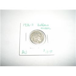 1936-S Buffalo Nickel *RARE AU GRADE - COIN OUT OF SAFE DEPOSIT BOX & NOT GRADED*!!