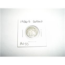 1936-S Buffalo Nickel *RARE AU-55 - GRADE - COIN OUT OF SAFE DEPOSIT*!!