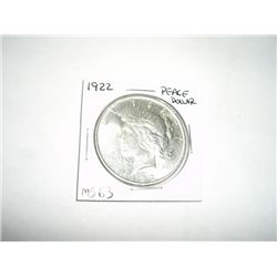 1922 Peace Silver Dollar *RARE MS-63 HIGH GRADE*!!