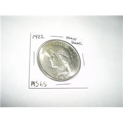 1922 Peace Silver Dollar *VERY RARE MS-65 HIGH GRADE*!!