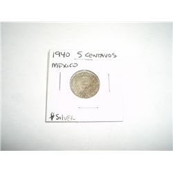 1940 5 Centavos Mexico *SILVER COIN*!!