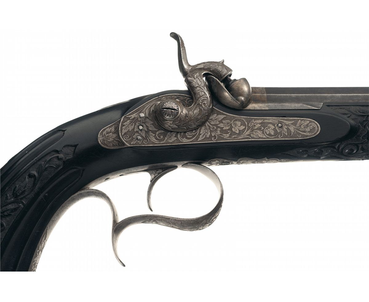 Cased Pair of 19th Century French Target Pistols by Galand