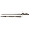 Image 6 : Superb Exhibition Grade French Hunting Sword with Finely Engraved Silver Sheath and Figural Silver H