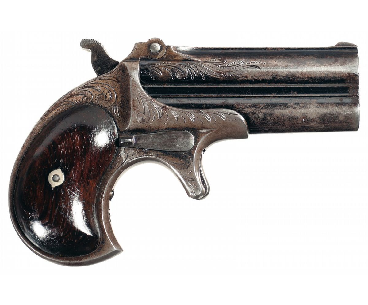 Fine Factory Engraved Remington Over Under Derringer with Blue Finish